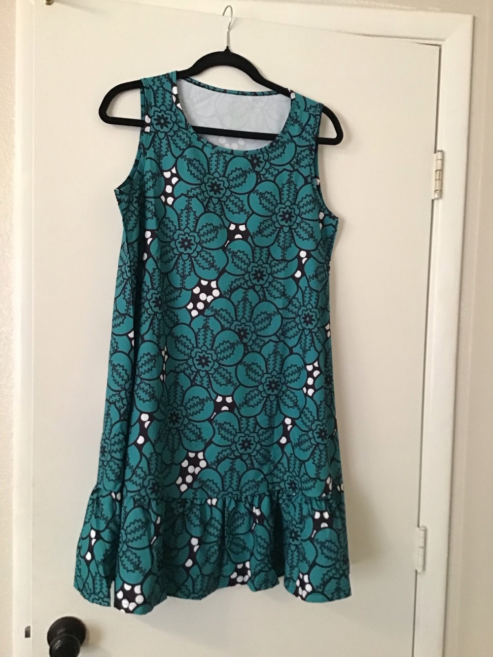 Teal Floral Sleeveless Casual Dress for Women
